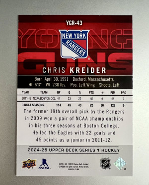 2024-25 Upper Deck Series 1 Chris Kreider back
