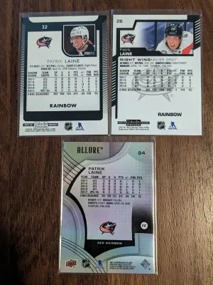 Patrik Laine 2020-21 21-22 O-Pee-Chee Platinum Rainbow #26 & Allure Red Rainbow back