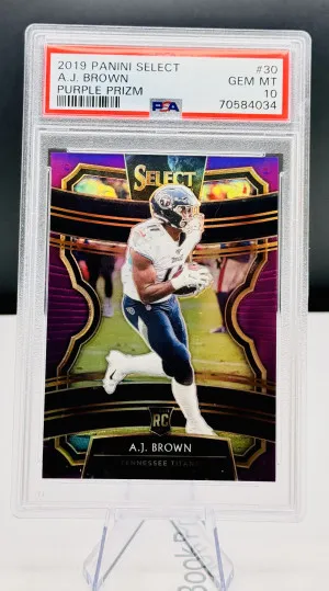 2019 A.J. Brown RC #30 Select Concourse Purple Prizm Psa 10 Gem Mint /75 front