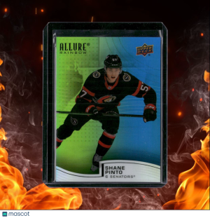 2021-22 Upper Deck Allure Shane Pinto Rainbow Green-Blue Rookie 097/299 #R-27 front