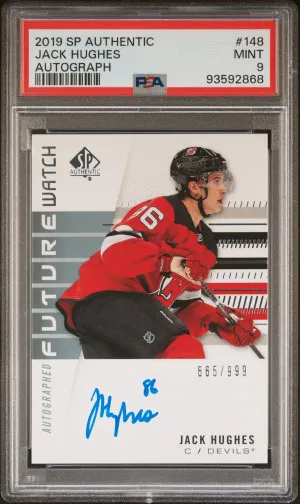2019 Sp Authentic Jack Hughes Autograph front