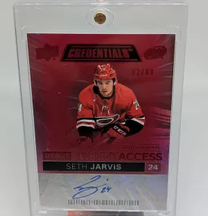 2021 UPPER DECK CREDENTIALS SETH JARVIS DEBUT TICKET ACCESS AUTO RED RC 82/99 front