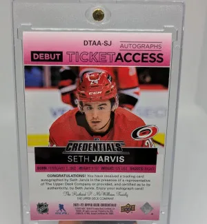 2021 UPPER DECK CREDENTIALS SETH JARVIS DEBUT TICKET ACCESS AUTO RED RC 82/99 back