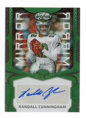 2023 Certified RANDALL CUNNINGHAM Rare PHILADELPHIA EAGLES MIRROR GREEN AUTO AUTOGRAPH #2/5 front