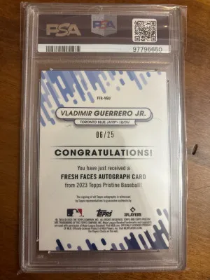 Vladimir Guerrero Jr Fresh Faces Auto Orange6/25 PSA 10 back