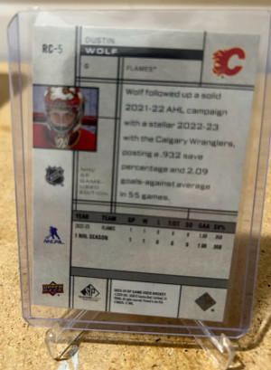 Dustin Wolf Game Used /499 back