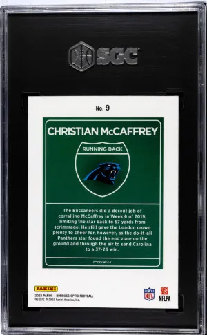 2023 Donruss Optic Christian Mccaffrey #9 International Downtown SGC 10 back