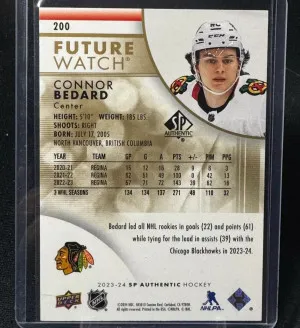 Connor Bedard Future Watch Rookie /99 Rare back