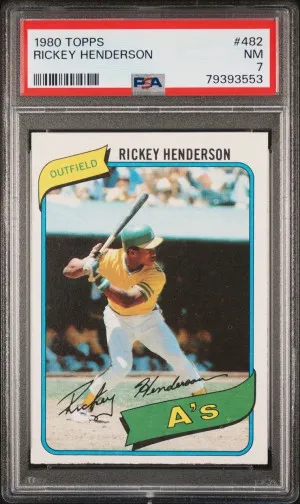 1980 Topps #482 Rickey Henderson RC PSA 7 NM front
