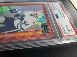 AUSTON MATTHEWS Rookie RC 2016 OPC Platinum Red Prism /199 PSA 10 GEM MINT Pop 9 back
