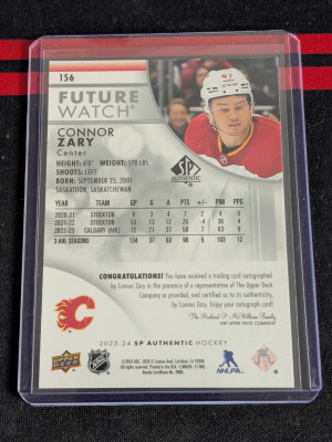 2023-24 SP Authentic Connor Zary Future Watch Auto Rookie /999 back