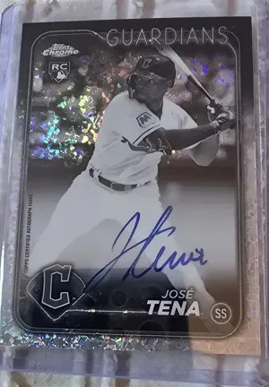 2024 Topps Chrome Black And White Speckle Rookie Autograph Jose Tena front