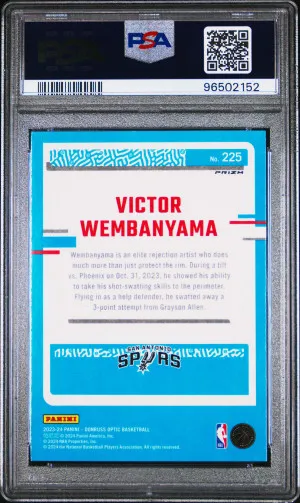 2023 Panini Donruss Optic Victor Wembanyama #225 Holo RC PSA 9 back