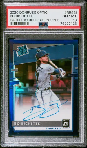 2020 Panini Donruss Optic Rated Rookies Signatures Bo Bichette Rated Rookies Sig-Purple front