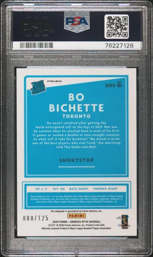 2020 Panini Donruss Optic Rated Rookies Signatures Bo Bichette Rated Rookies Sig-Purple back