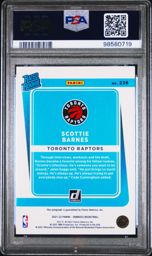 2021 Panini Donruss Scottie Barnes Sig-Holo Red/Gold Laser back