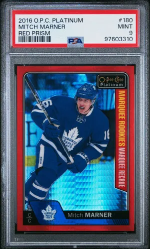 2016 O-Pee-Chee Platinum Mitch Marner Red Prism front
