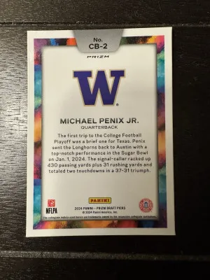 2024 Panini Prizm Draft Picks Michael Penix Jr. Color Blast Case Hit Falcons back