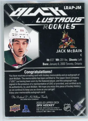 2022-23 UD Black Jack McBain Lustrous Rookie Patch Autograph 26/125 back