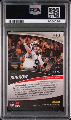 2023 Panini Mosaic Elevate Joe Burrow Elevate-Orange Fluorescent back