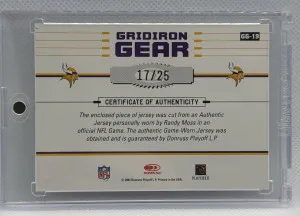 2004 Donruss Gridiron Gear Randy Moss /25 back
