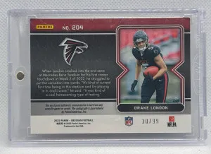 2022 Obsidian Drake London Rookie Patch Auto /99 back