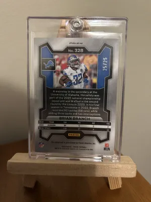 2023 Panini Prizm Brian Branch #328 Green Camo Auto (25/25) Bookend back