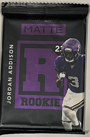 Sealed 2023 Wild Card Matte Jordan Addison Guaranteed Rookie & #’d /200 or less front