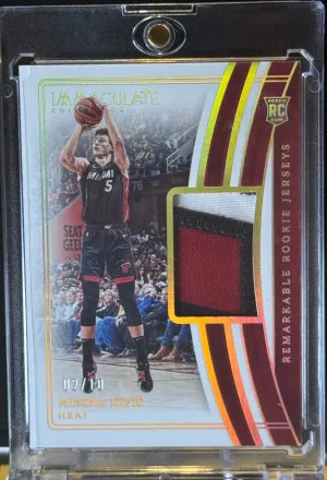 2022-2023 Panini Immaculate Collection Nikola Jovic /10 Remarkable Rookie Jerseys 3 Color Patch front