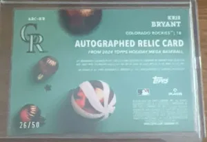 2024 Topps Holiday Kris Bryant Patch Autograph /50 back