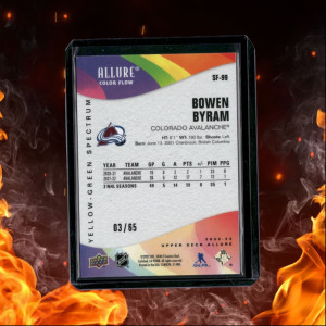 2022-23 Upper Deck Allure Bowen Byram  Color Flow Yellow-Green Spectrum 03/65 back