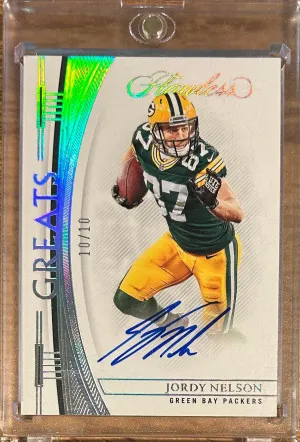 2022 Panini Flawless Jordy Nelson Greats Auto /10 front