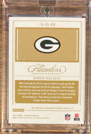 2022 Panini Flawless Jordy Nelson Greats Auto /10 back