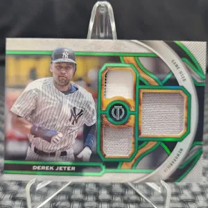 2023 Topps Tribute - Triple Relics Green #TR-DJ Derek Jeter /99 (MEM) front