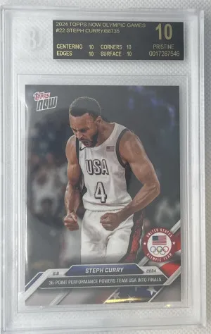 2024 Topps Now Steph Curry #22 BGS 10 black label front