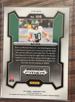 2024 Panini Prizm Draft Picks Red Ice Bo Nix back
