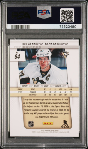 2013-14 Panini Prizm Hockey Sidney Crosby #84 PSA 9 Pittsburgh Penguins back