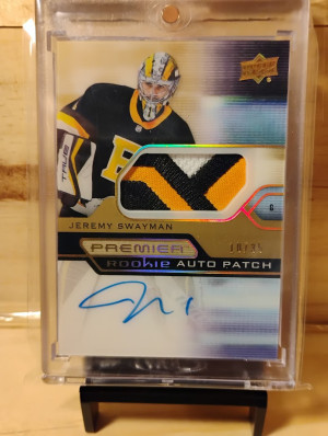 2021-22 Upper Deck Premier Jeremy Swayman Gold Rookie Patch Auto /35 front