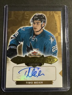 2016-17 Fleer Showcase Timo Meier Hot Prospects Auto /499 front