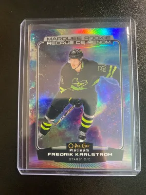 Fredrik Karlstrom 22-23 OPC Platinum Marquee Rookie Cosmic /65 front