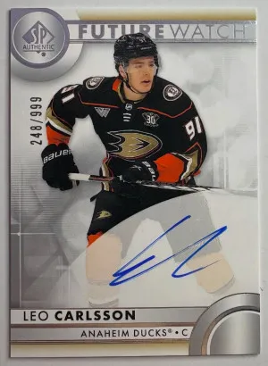 2023-24 SP AUTHENTIC LEO CARLSSON 176 #/999 ROOKIE FUTURE WATCH AUTO front