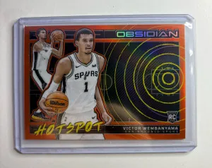 Victor Wembanyama Obsidian Hotspot Orange Flood Wemby Rookie RC /75 front