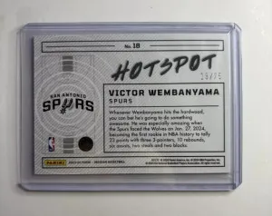 Victor Wembanyama Obsidian Hotspot Orange Flood Wemby Rookie RC /75 back