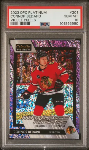 2023 O-Pee-Chee Platinum Connor Bedard Violet Pixels front
