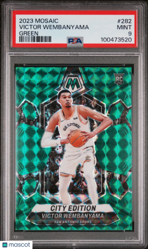 2023 Panini Mosaic Victor Wembanyama #282 Green Basketball PSA 9 front