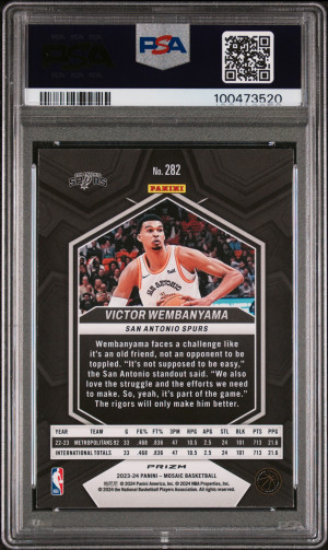 2023 Panini Mosaic Victor Wembanyama #282 Green Basketball PSA 9 back