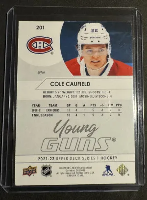 2021-22 Upper Deck Cole Caufield Young Guns back