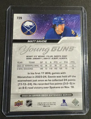 2023-24 Upper Deck Matthew Savoie Young Guns back