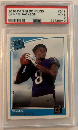 🏈2018 Panini Donruss Lamar Jackson Rated Rookie - PSA 9 MINT 🍃 front