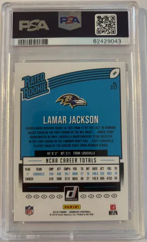 🏈2018 Panini Donruss Lamar Jackson Rated Rookie - PSA 9 MINT 🍃 back